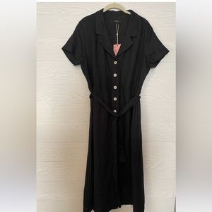 Quince 100% European Linen Button Front Dress Size Large